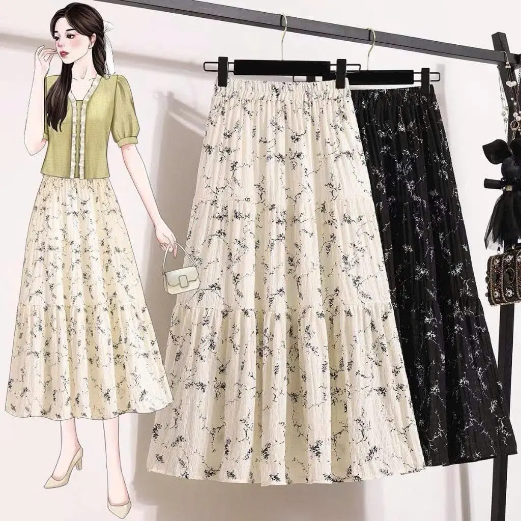 ChânVáy chiffon Dài Dáng Rộng In Hoa Thời Trang Cho Nữ Women
