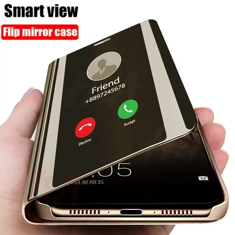 Honor X9c 2024 Mirror Flip For Honor X9c X9c Smart X 9C Honor X9cSmart HonorX9c 4G 5G 2024 Phone Case Shockproof Leather Stand Holder Hard Bracket Protection Casing Cover