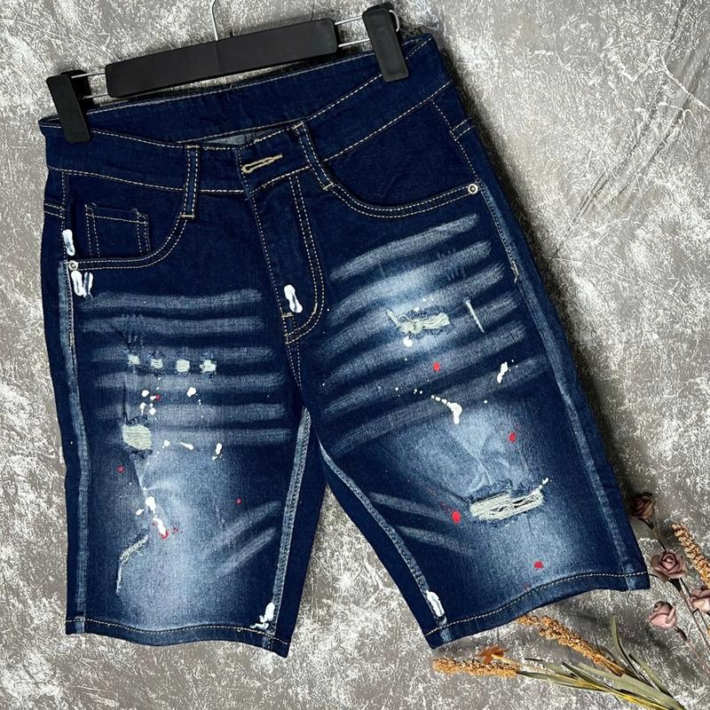 Quần short jean nam phối lốc xoáy Co dãn xước cào nhẹ phong cách thời trang năng động mẫu mới - Có Túi - Menswear 2