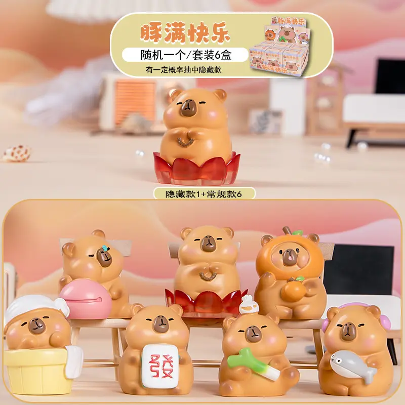 Blind Box Capybara (1 hộp lẻ chứa 1 con)- không phải 1 set ,không có giá đó đâu) bốc ra ngẫu nhiên 1 con trong 6 con Shop có để- Charm lớn nhỏ siêu cute -  Đồ Chơi Toy Mô Hình 5