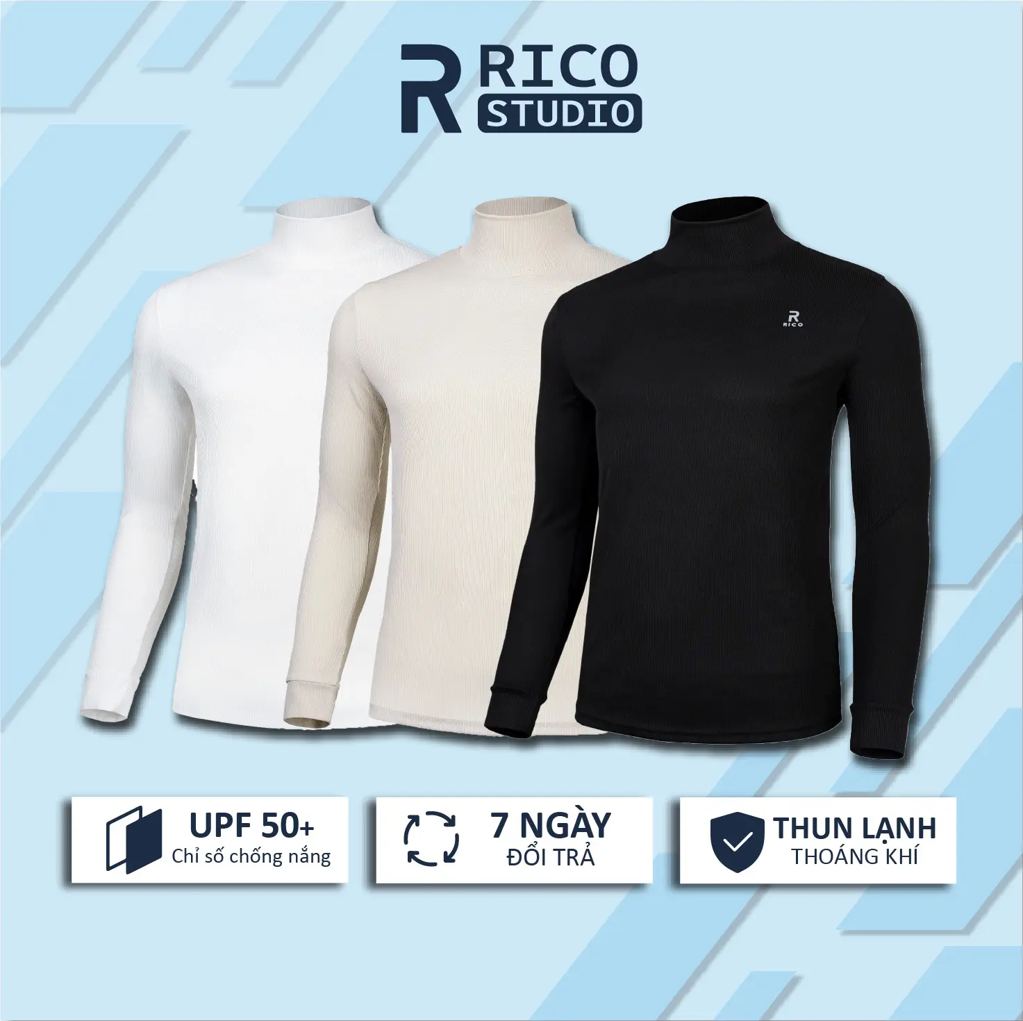 Áo giữ nhiệt LEN TĂM cổ 7 phân Rico - M15