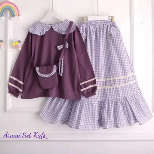 SETELAN BAJU DAN ROK ANAK GRATIS TAS CANTIK 3-12 TAHUN  TERBARU VIRAL Cantik Fashion 2
