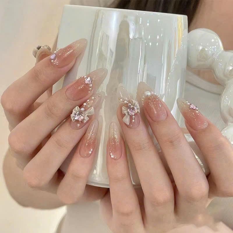  Mã M42 mẫu nail 24 nail giả mắt mèo kèm keo xíu xinh bền đẹp 