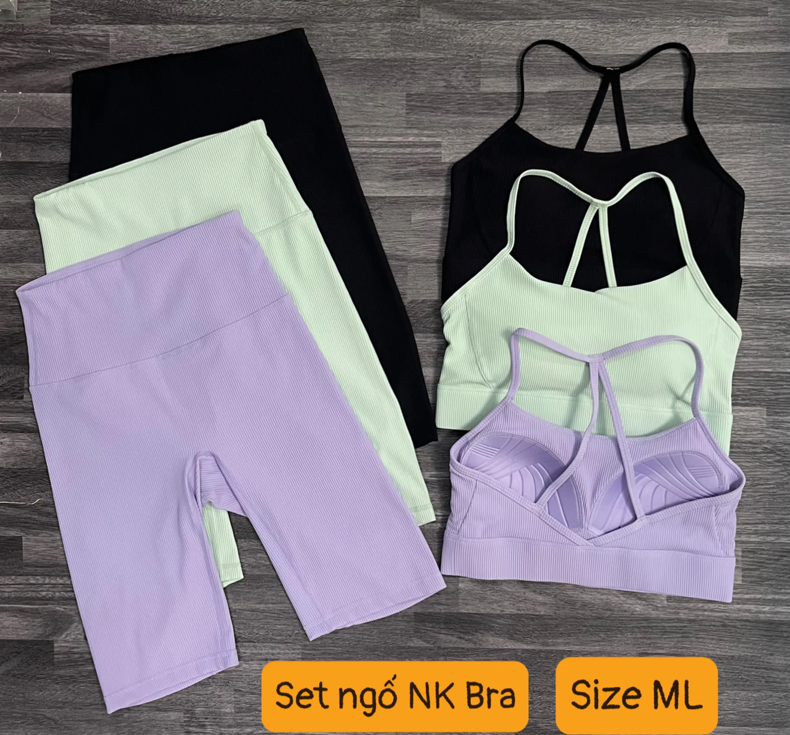 Set ngố thể thao NK thun gân QC (  Áo Bra mút đúc, quần không chun ) chất thun tăm nhẹ Sport Tập Thể Dục Sport Tập Thể Dục