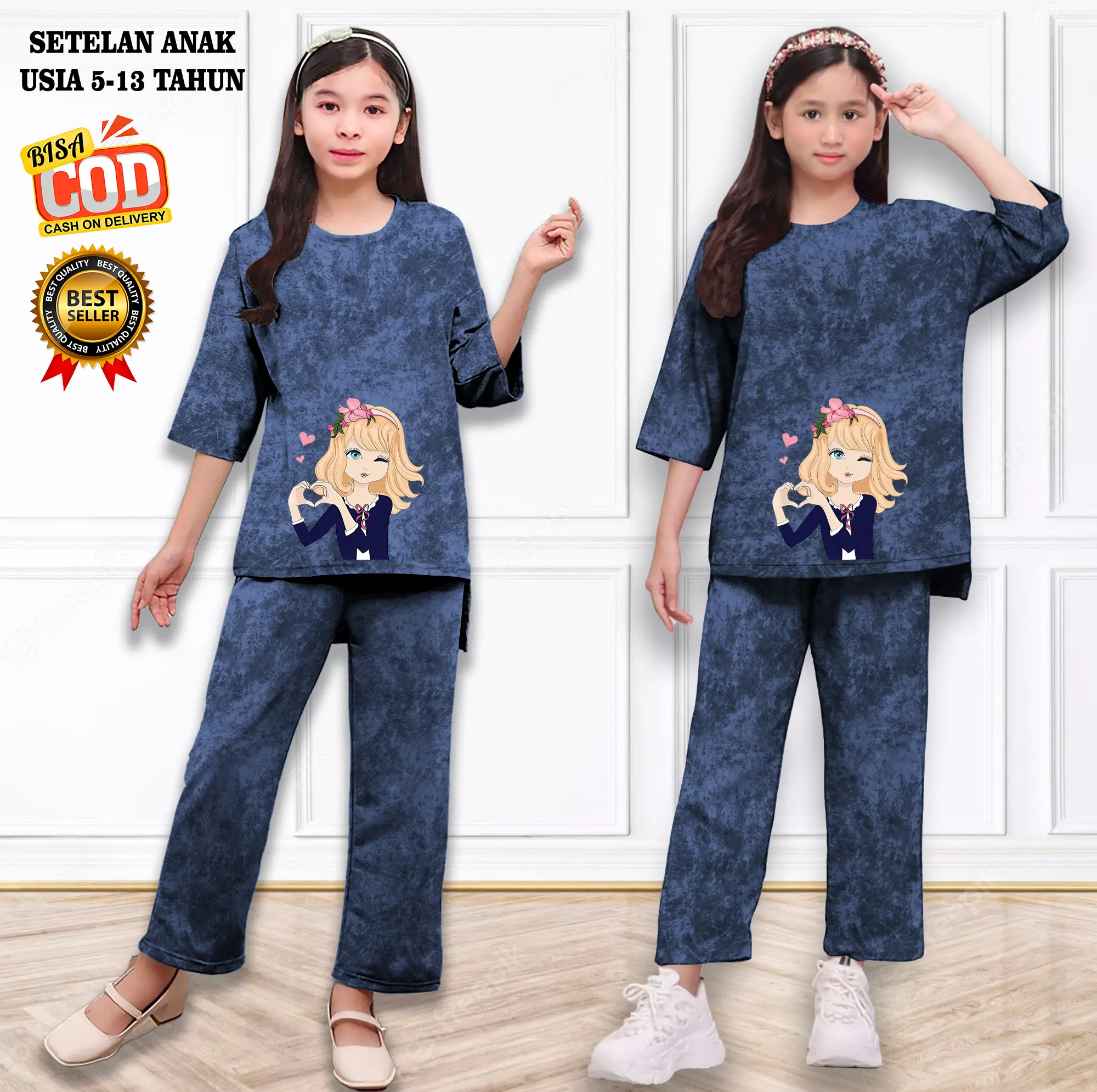 Setelan Anak Perempuan Girl Love 5-13 Tahun Sablon DTF HOODIE KIDS