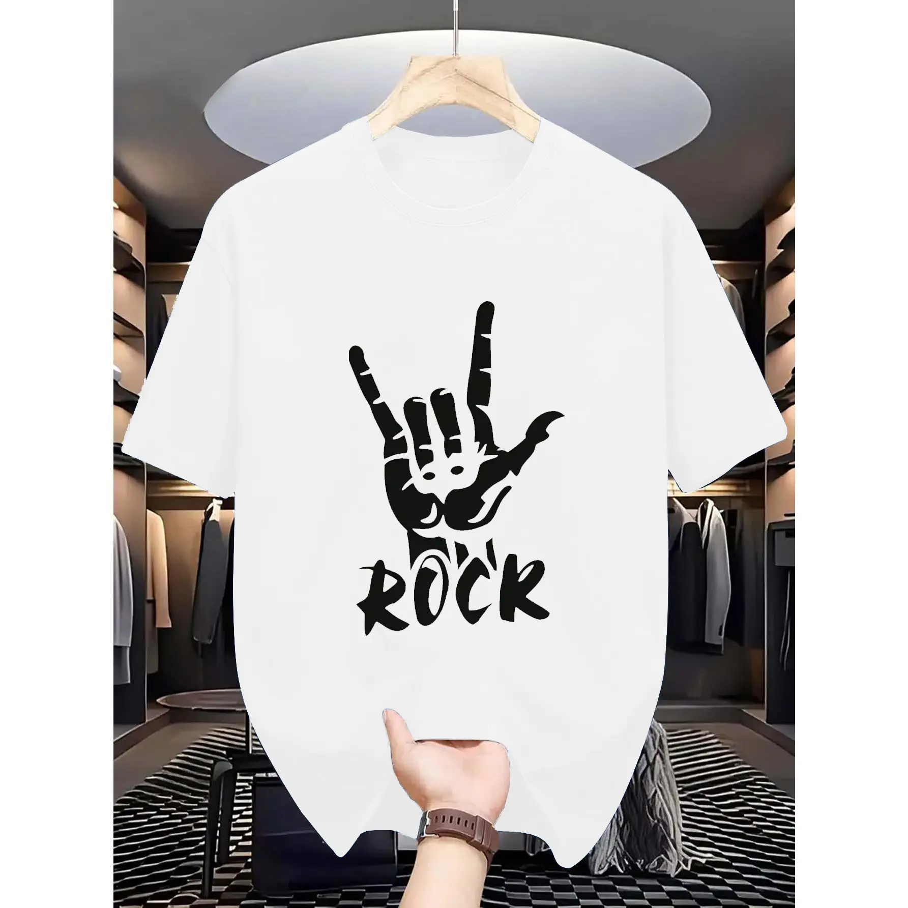 Áo Thun Mùa Hè, In Hình Rock and Roll, Thoáng Khí Và Nhanh Khô, Thích Hợp Cho Nam Và Nữ, Thời Trang Và Hợp Xu hướng, Áo Thường Ngày Năm 2025