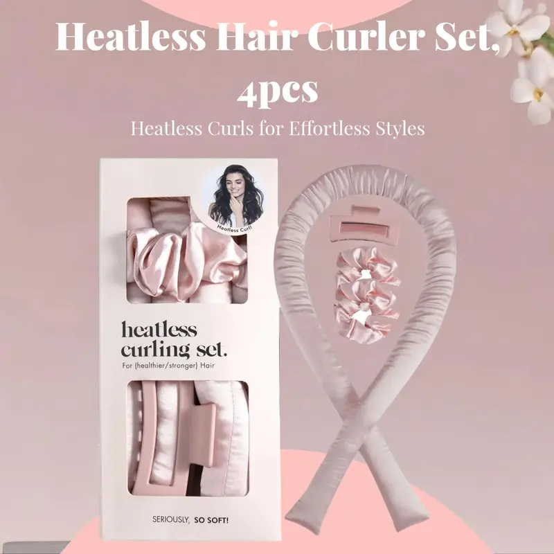 Heatless Hair Curler Set, 4 Counts/set Hair Curler & Hair Tie, Heatless Hair Styling Tool for Women & Girls, No Heat Hair Styling Tool, Heatless Hair Styling Tools, Hair Products 1