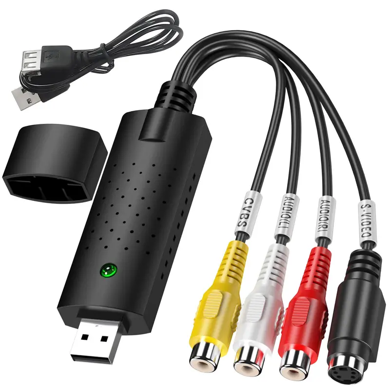 USB Video Capture Card, USB Video Capture Device, RCA to USB Audio Video Converter, Audio & Video Accessories Compatible with TV Tape Player Camcorder Windows Mac 0