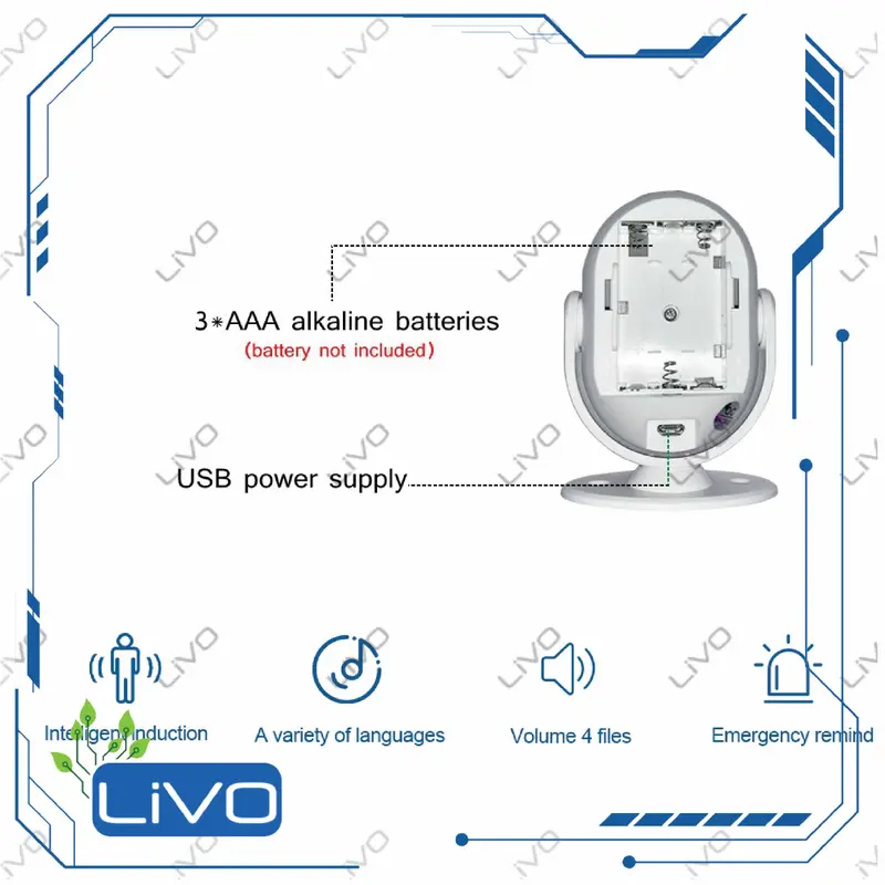 Sensor Gerak Tamu Wireless CACAZI V037 Doorbell Infrared Motion Detector 3