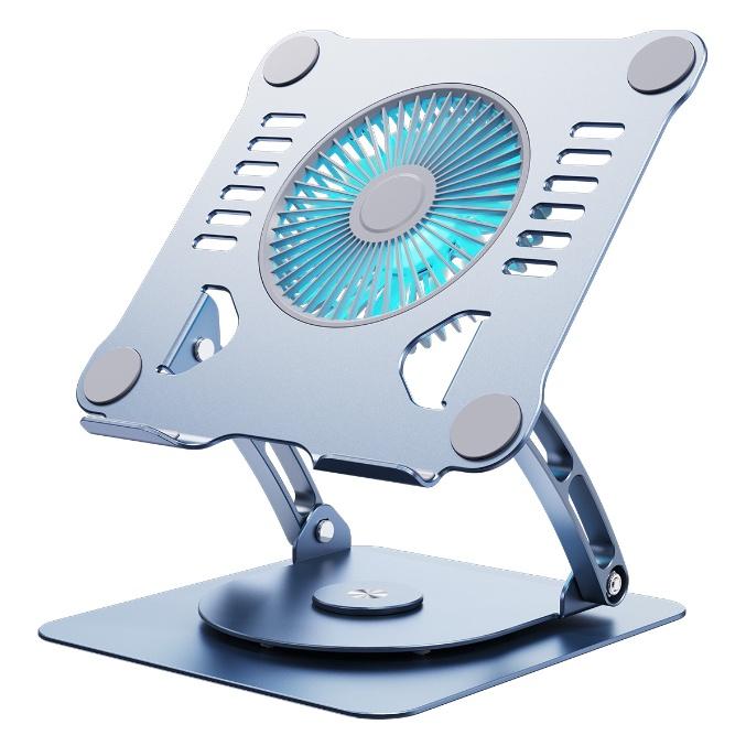 Giá Đỡ Tản Nhiệt Laptop Nhôm Cao Cấp T628G Chân Đế Xoay Tròn 360 Độ, Đèn Led Tản Nhiệt.