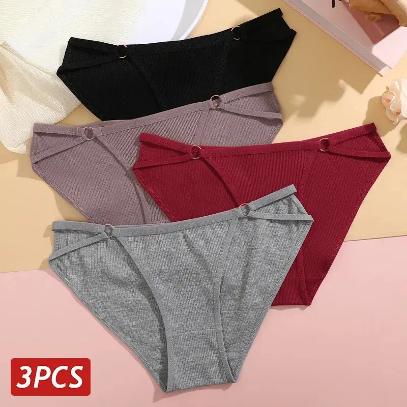 3 PCS/Set Women Cotton Panties Sexy Low Rise Panties Women Hollow Briefs Female Comfortable Underwear Girls Solid Color Lingerie