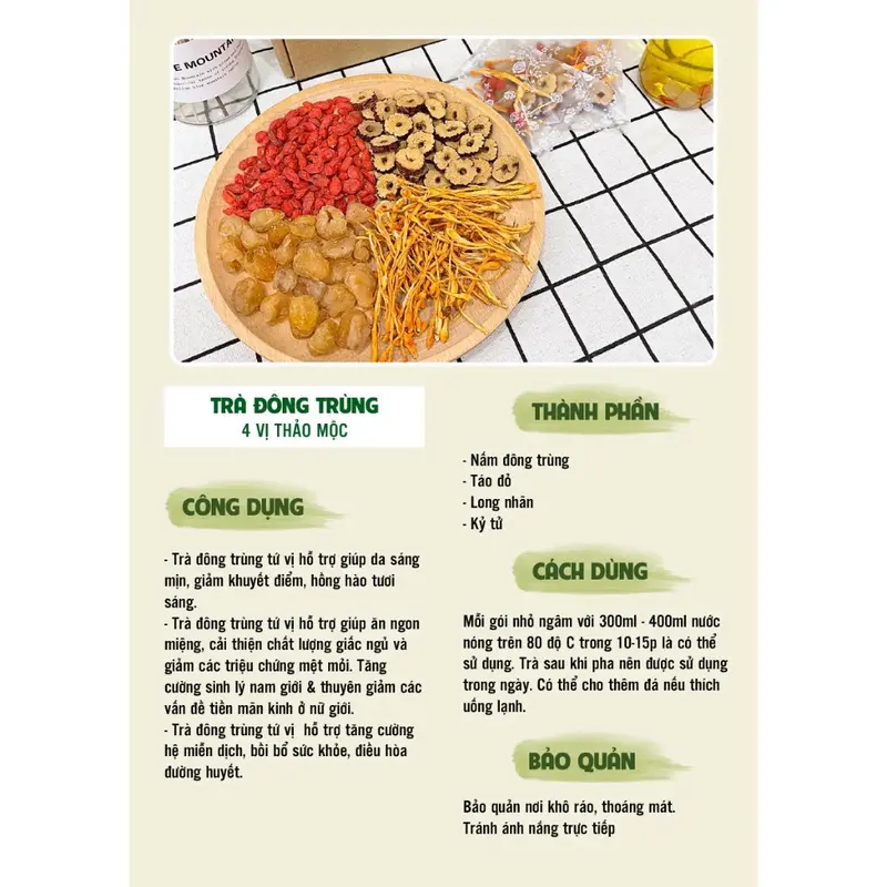 [Tặng Kèm Bình Thuỷ Tinh] Thảo Mộc Tây Bắc - Set Trà Thảo Mộc 4 Vị Đông Trùng Hạ Thảo 6
