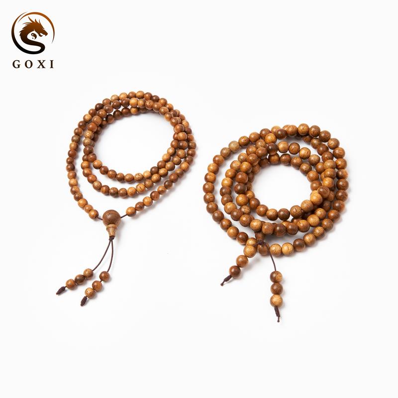 Tràng vòng tay gỗ trầm hương tốc cao cấp GOXI chính hãng, dây tràng trầm tốc 108 hạt phong thủy may mắn, Phụ Kiện sang trọng 6