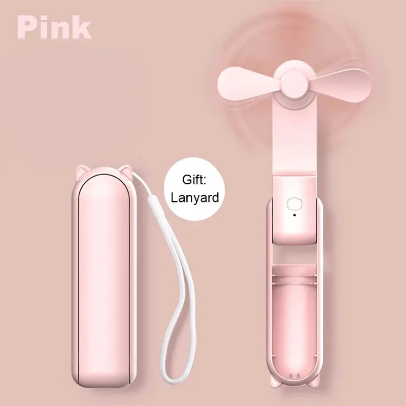 Portable Fan Super Mini Handheld Fan USB Rechargeable Fan Foldable Hand Held Small Pocket Fan with 2000mAh Power Bank 3 Gears 7
