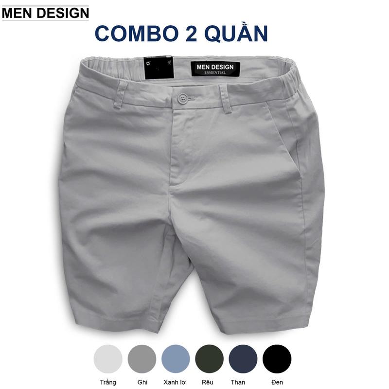 COMBO 2 Quần Short Kaki Nam Có Co Giãn [MEN DESIGN] - Quần Lửng, Menswear Có Túi Nhung Jean
