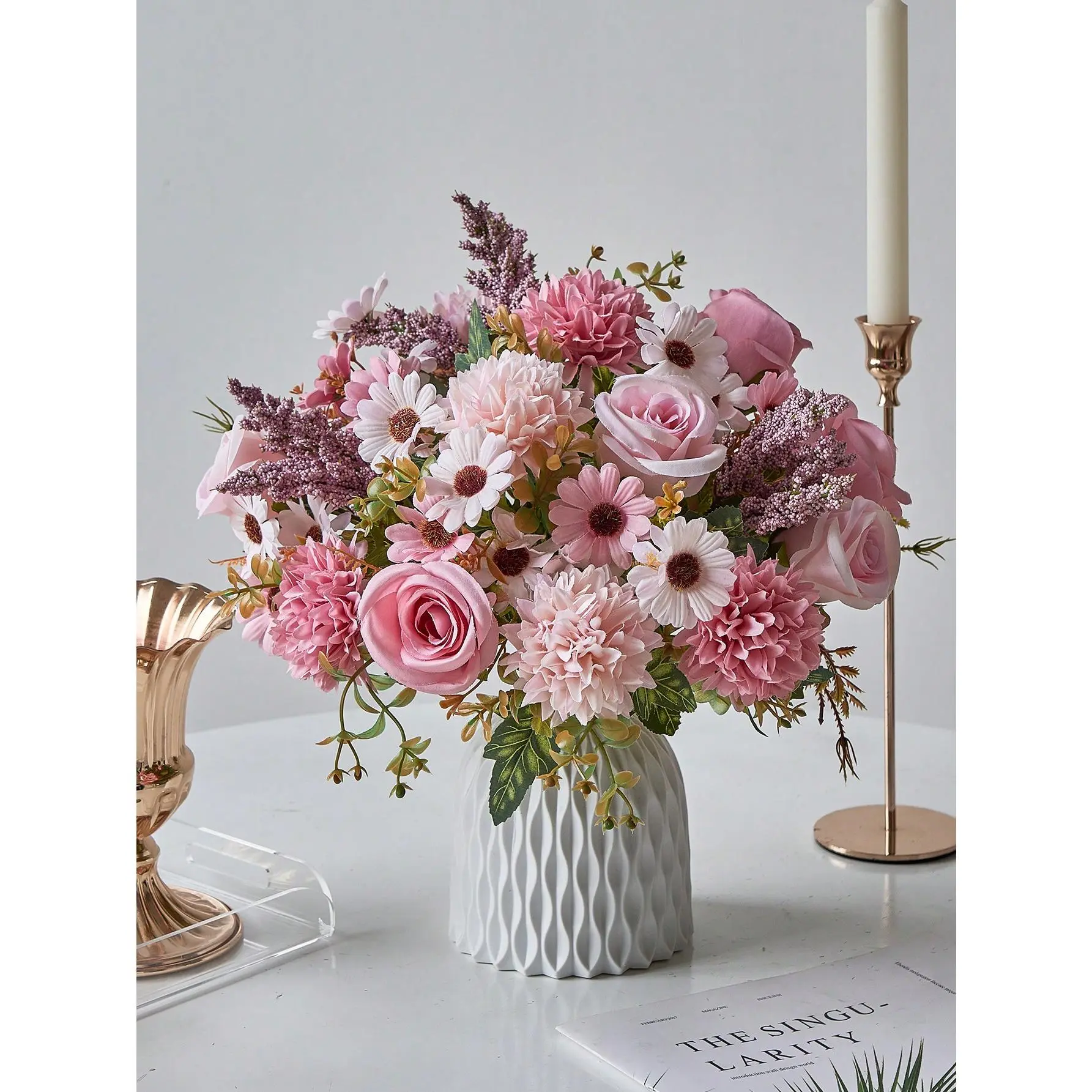 1pc/3pcs Artificial Flowers Fake Roses Flower Bouquet Silk Daisy Dandelion Flowers Bulk For Wedding Home Party Decoration Table Centerpieces, Valentine Day, Gift Gifts Birthday Graduation