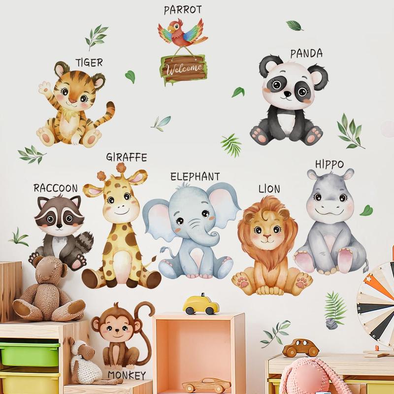 Product Introduction of 3 Sheets 9 Baby Animals Wall Decal, Cute Wall Sticker, Wall Decor for Kid Room Bedroom Living Room 0