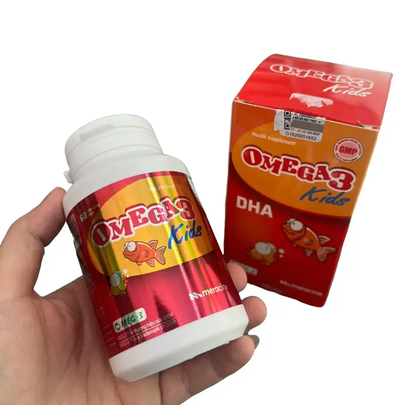 Viên dầu cá Omega 3 + DHA + EPA Kid cho bé Meracine hỗ trợ tăng cường thị lực, tim mạch và phát triển não bộ (Hộp 60 viên) - Nhà Thuốc Vân Anh TB 6