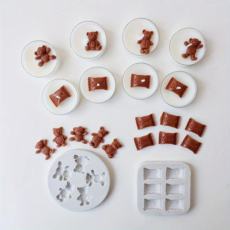 Product Introduction of Mini Bear & Cookie Shaped Silicone Mold, 1 Count Cute Shape Candle Mold, DIY Candle Making Mold, Easy To Release, Suitable for DIY Candle Decor 0