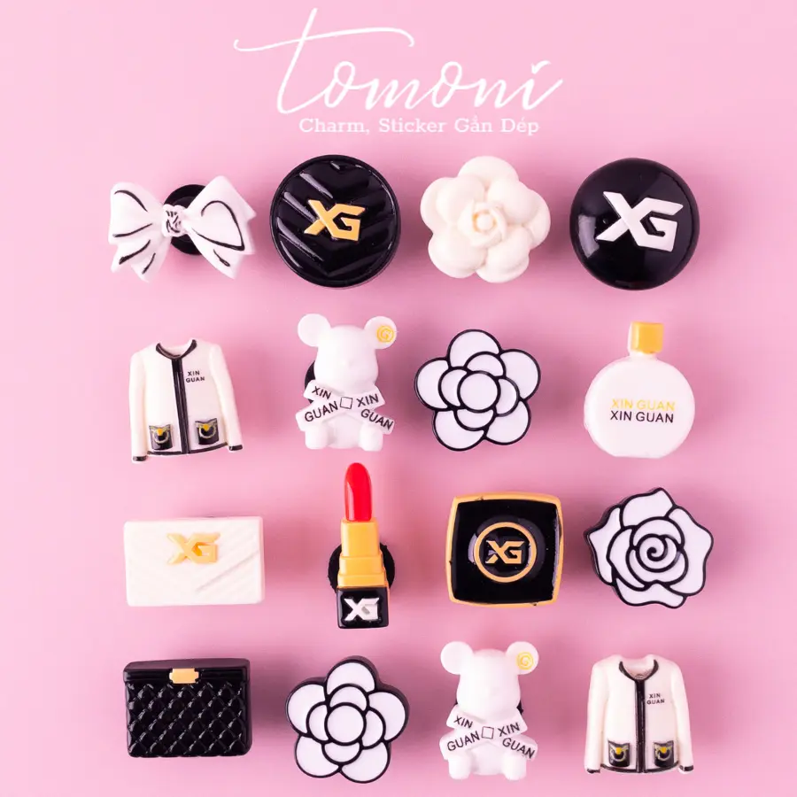Jibbitz, Charm Trang Trí, Sticker Gắn Dép Hình Túi Xách, Mỹ Phẩm, Đồ Trang Trí DIY  - HQ116