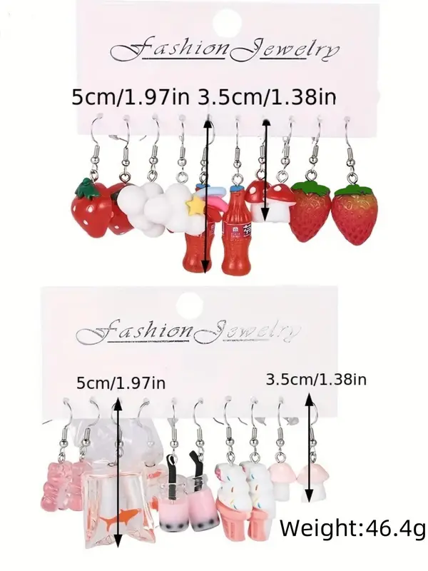 Cute Cartoon Food & Drink Design Dangle Earrings, Fashion Jewelry for Party, Daily Clothing Decor, Trendy All-match & Exquisite Jewelry for Birthday Gift 1
