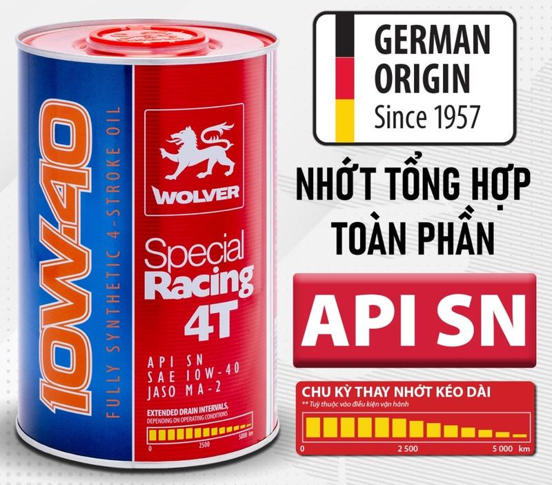 Nhớt 100% Tổng hợp xe máy mô tô PKL WOLVER SPECIAL RACING 10W40 1L API SN - Nhập Đức 100% Dầu Nhớt Dầu
