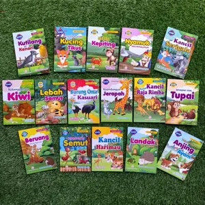 Paket 16 Buku Cerita Anak Bergambar Bilingual Dongeng Fabel Hewan Serba jaya Books