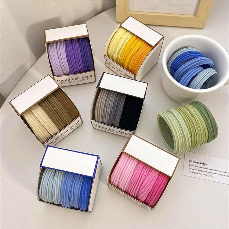 Product Introduction of High Elastic Durable Hair Band Internet Celebrity Simple Graceful Black Headband Hair Elastic Band High Ponytail Hair String 3
