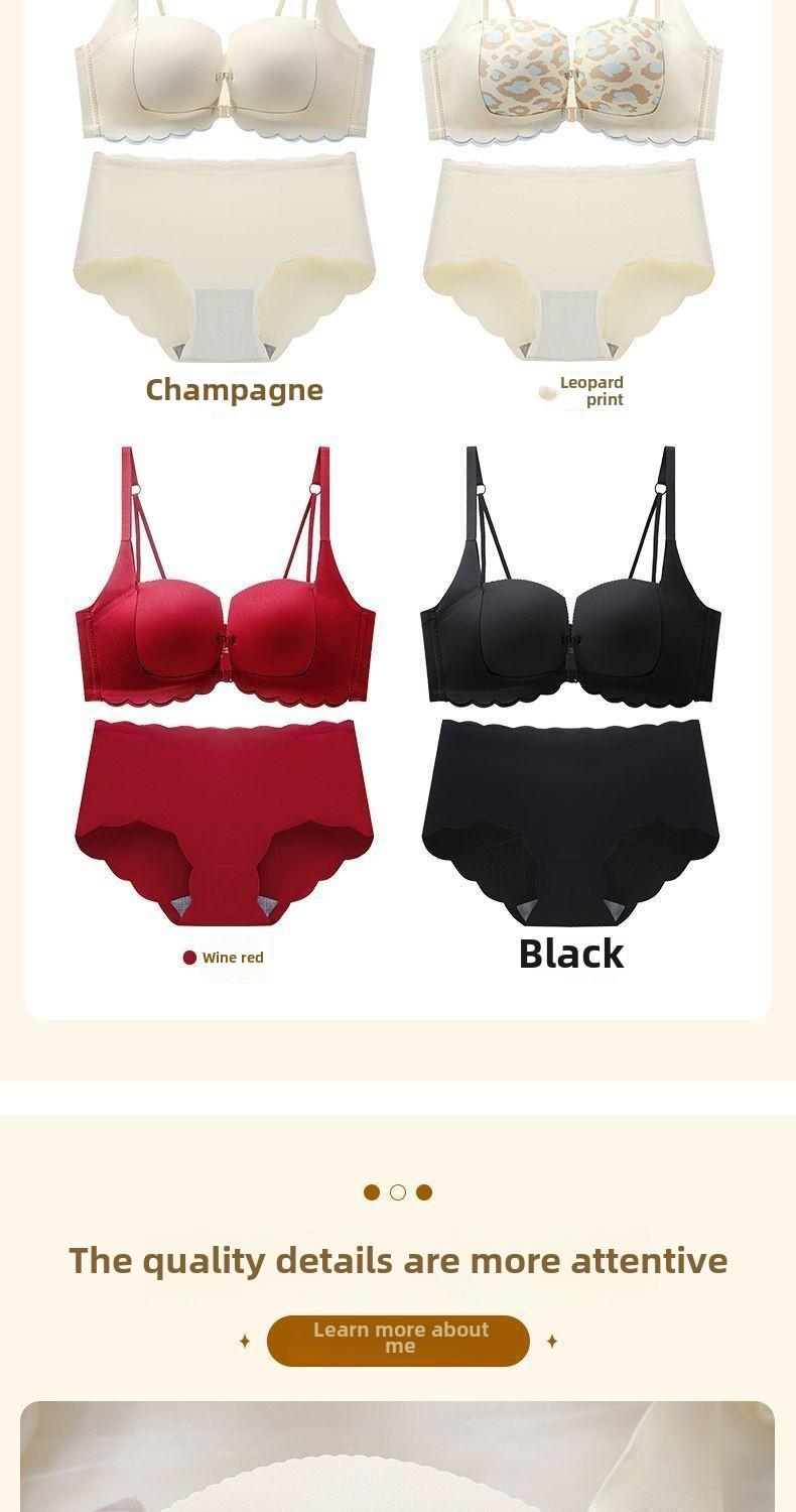Product Introduction of Front Button Gathering Bra Small Breast Size Exaggerating Bra Push up and Anti-Sagging Sexy Seamless Beautiful Back Underwired Bra Thick Cup Underwear for Women 17
