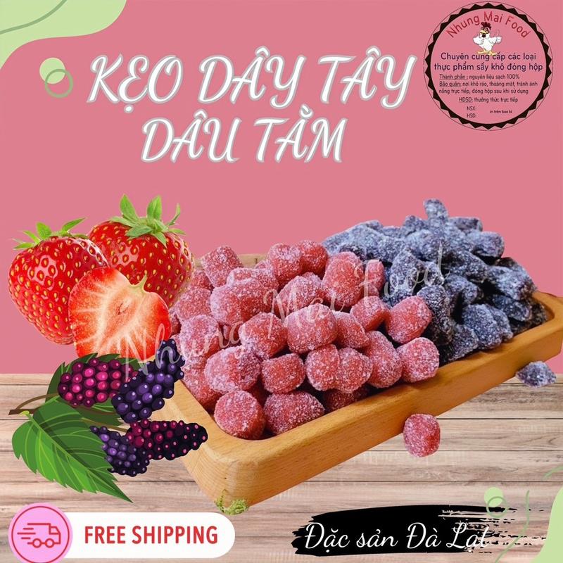  Mứt Dâu Đà Lạt 500gr Kẹo Dâu Tây Dâu Tằm Lon Pet 500G Chua Ngọt Đặc Sản Đà Lạt Candy Food Ăn Vặt Snack Food 