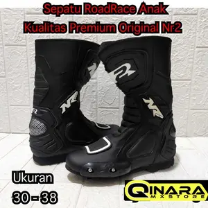sepatu roadrace anak original Nr2 Black- sepatu balap buat anak terlaris full protector - sepatu balap anak kualitas premium