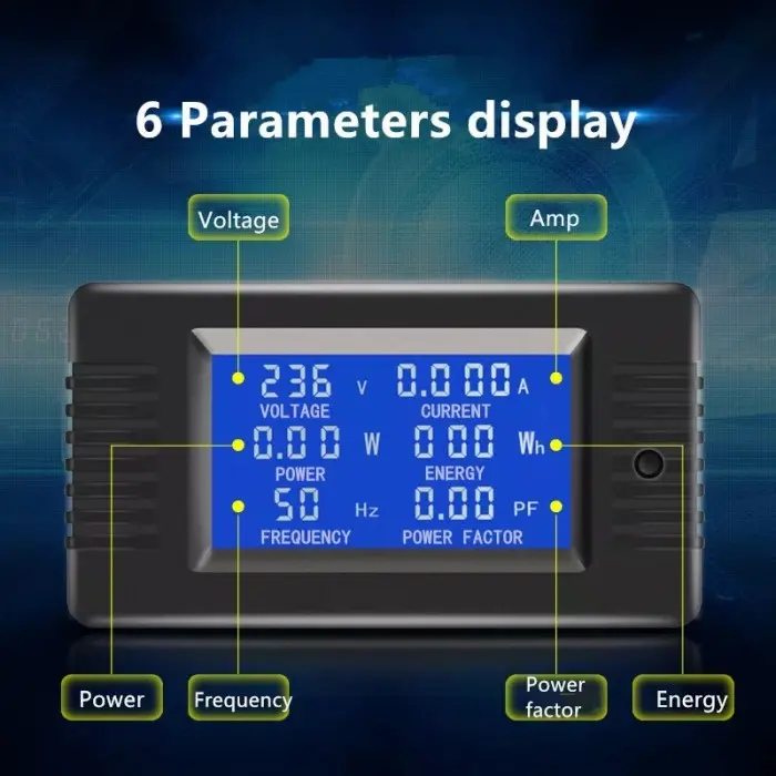 AC watt meter kwh daya 6in1 PZEM-022 220V 100A vlot meter alat ukur 1