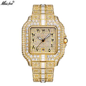 Jam Tangan Lelaki, MISSFOX, Jualan Panas di Asia Tenggara, Gaya Eropah dan Amerika, Mewah, Niche Hip-Hop, Berlian Penuh, Pergerakan Kuarza, Reka Bentuk Personaliti, Warna Emas, Sesuai untuk Pakaian Kasual dan Perniagaan, Aksesori