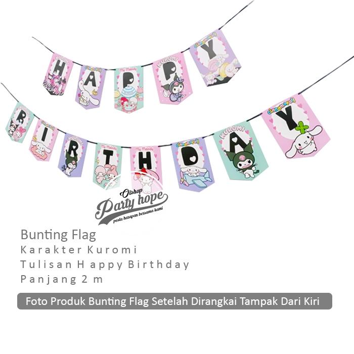 Banner hbd melody kuromi cinamorol / Bunting Flag Hbd / Banner Hbd kartun kuromi sanrio 3