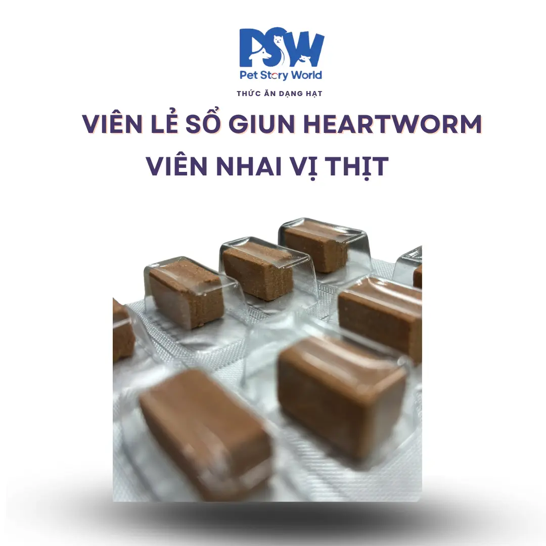 [Viên lẻ Sổ giun tim Heartworm] Viên nhai vị Thịt hỗ trợ ngăn ngừa và sổ giun tim dành cho chó dưới 1kg - Hàn Quốc