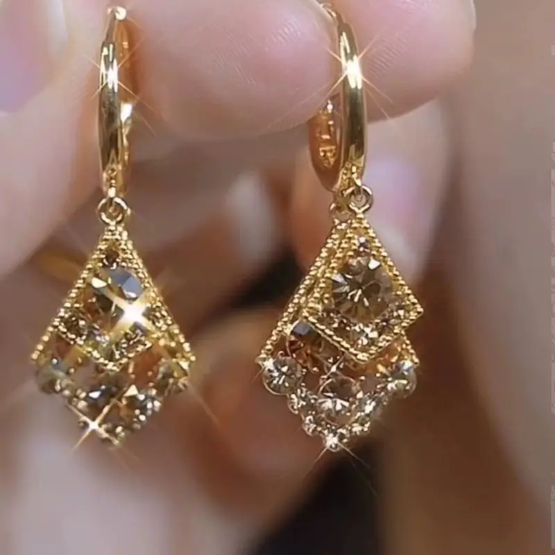 Bông Tai Kẹp Tai Kim Cương Giả, Cao Cấp, Dành Cho Nữ, Thời Trang Sang Trọng, Bông Tai Bó Sát Khuôn Mặt, Phổ Biến 5