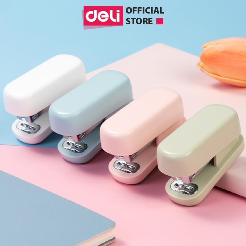Dập ghim học sinh văn phòng mini Deli 25 trang, Ghim bấm giấy số 12 màu pastel dễ thương, nhỏ gọn, tiện lợi