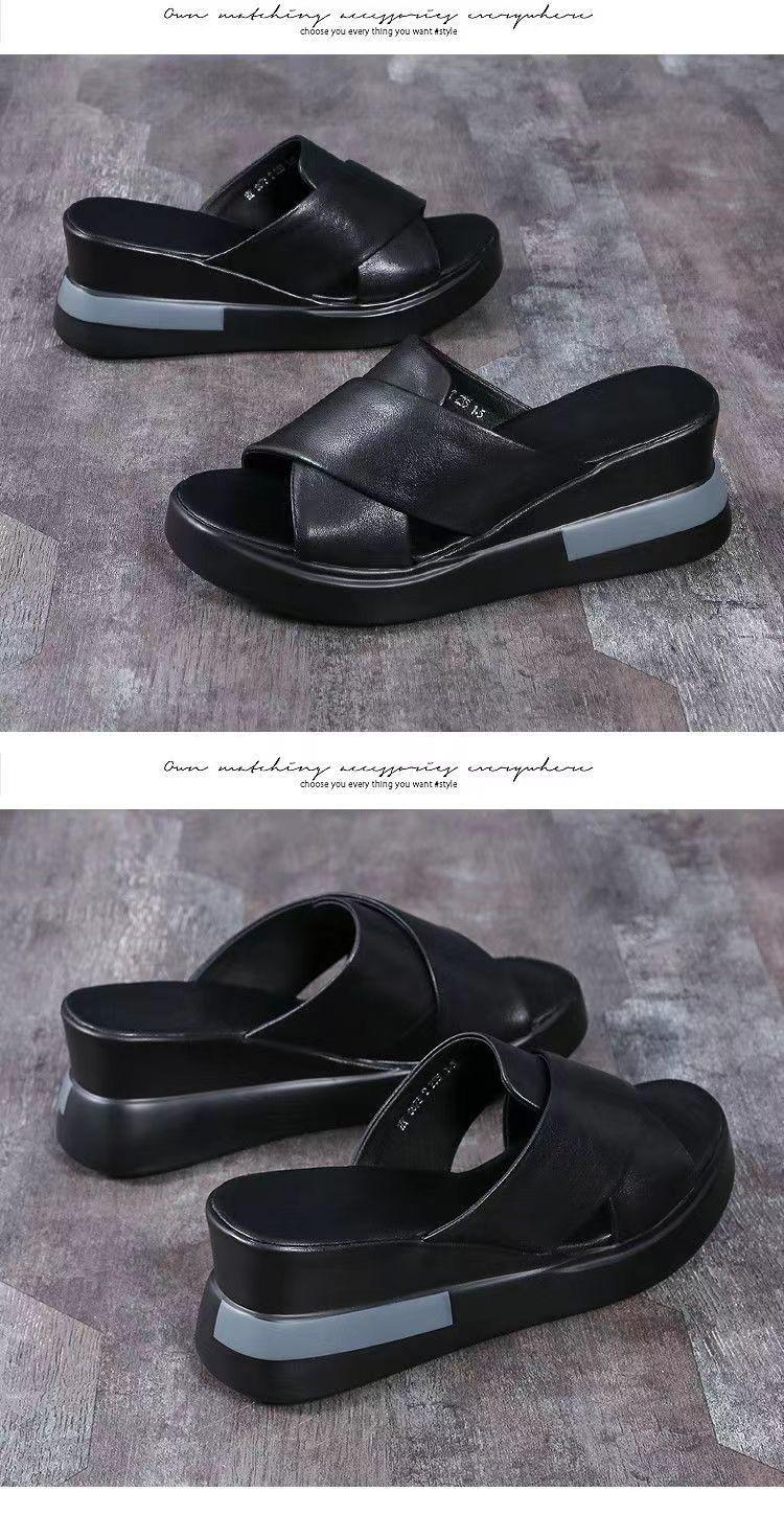 Product Introduction of Dép Đế Xuồng, Da Thật Mềm, Dành Cho Nữ, Thích Hợp Cho Mùa Hè, Có Thể Mặc Ngoài Trời, Hàng Mới Về 2024, Dép Dễ Phối Đồ Giày Đế Xuồng Cao Gót, Giày Đế Xuồng 14