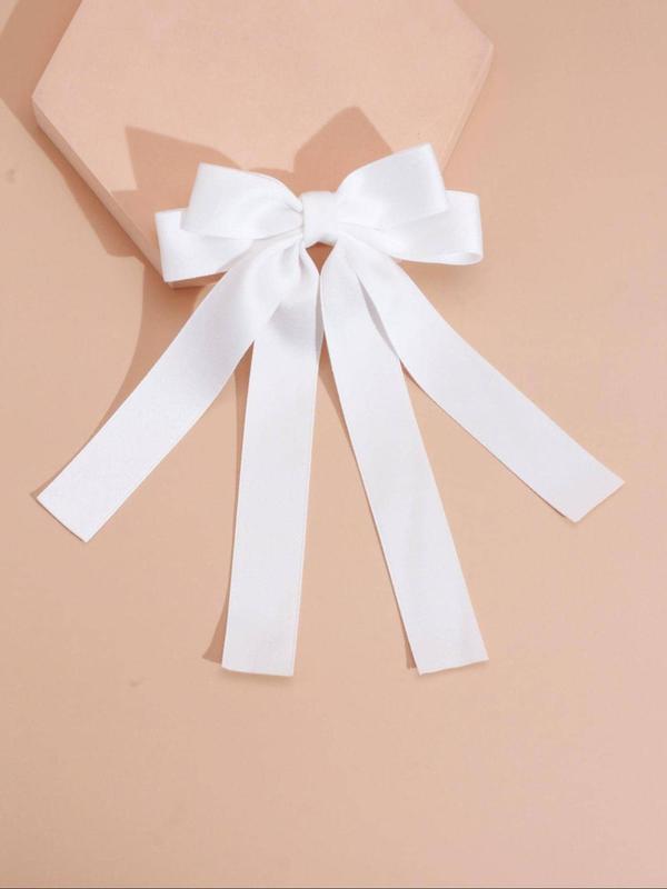 Elegant Double Layered Bow Design Hair Clip, Solid Color Long Tail French Hair Clap, Fashionable Hair Accessories for Women & Girls, Barrettes 8
