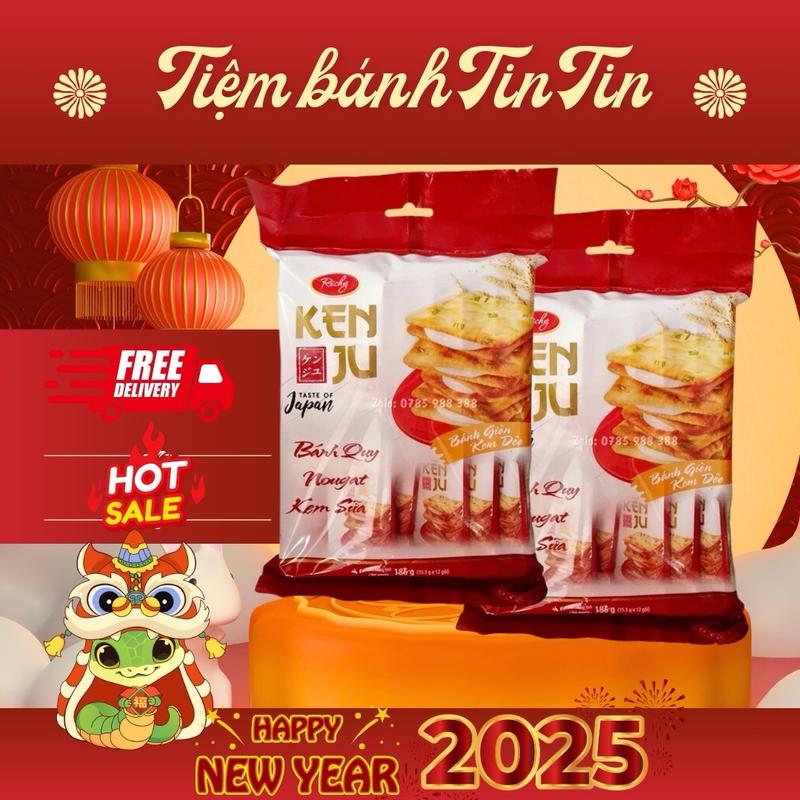Combo 2 gói bánh Kenju Nougat lớp kem dẻo dai Ăn Vặt Food Thức Ăn Snack banh quy