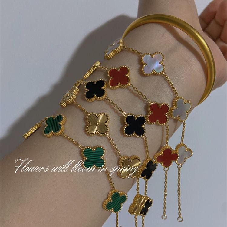 Bộ Vòng Tay Và Vòng Cổ Cỏ Bốn Lá, Phụ Kiện Cao Cấp, Giá Cả Phải Chăng, Trang Trí Thép Titan 18K, Dây Chuyền Áo Len, Món Quà Tốt Nhất Cho Bé Gái Và Bạn Gái 2