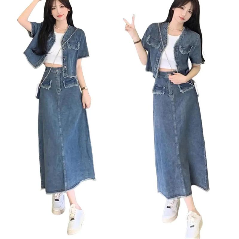  Chân Váy Jean Dài Cạp Cao Dáng Dài Kiểu Tiểu Thư Đẹp dành cho BigSize 55-90kg 0016 0017 Rẻ Đẹp xẻ sau Phom chữ A Siêu Dài 80cm Nữ Denim Cotton Women 