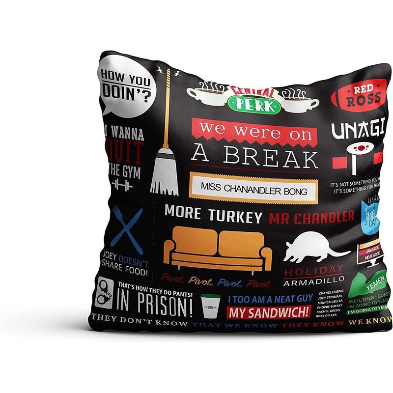 TikTok Shop Friends Tv Series Infographic Cushion Cover Without Cushion Filler 18 x 18 Inch