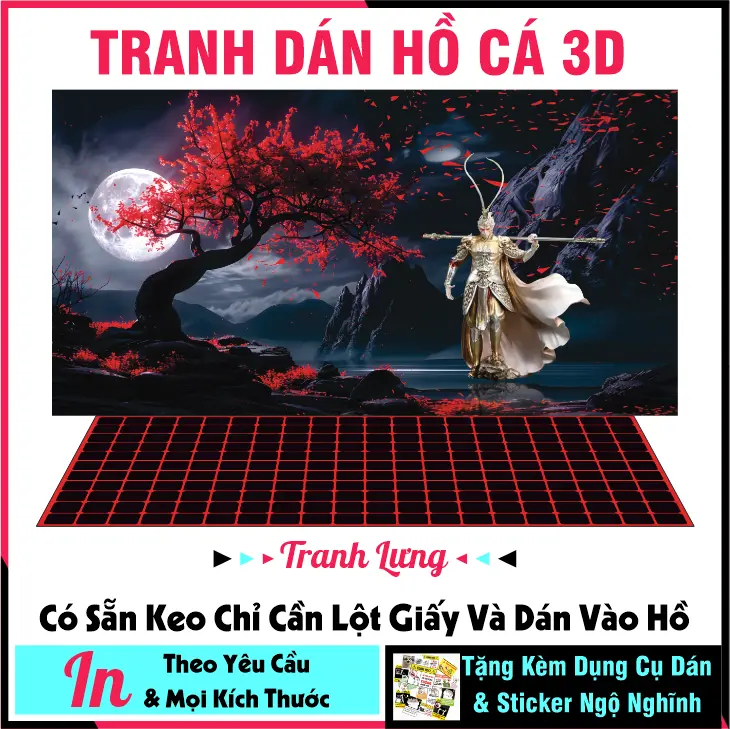 Tranh dán hồ cá 3d - dán bể cá cảnh - dán hồ cá thuỷ sinh - CÓ SẴN KEO DÁN - NHIỀU KÍCH THƯỚC 0