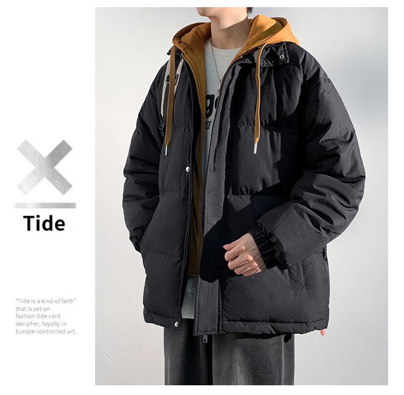 Product Introduction of 2025 Autumn and Winter New Couple's Cotton-Padded Coat Men's False Two Pieces Casual Jacket Loose Detachable Hooded plus Size Women's Bread Coat 13