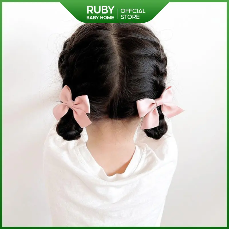 Kẹp tóc nơ đơn giản dễ thương dành cho nữ Màu Trơn Đơn Giản Phong Cách Hàn Quốc nhiều màu cho bé gái 3