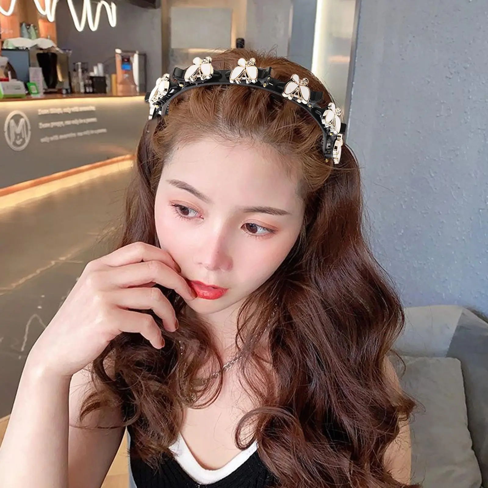 Butterfly Braided Hair Headband Bangs Fixed Clip Multi-layer Hollow Out
