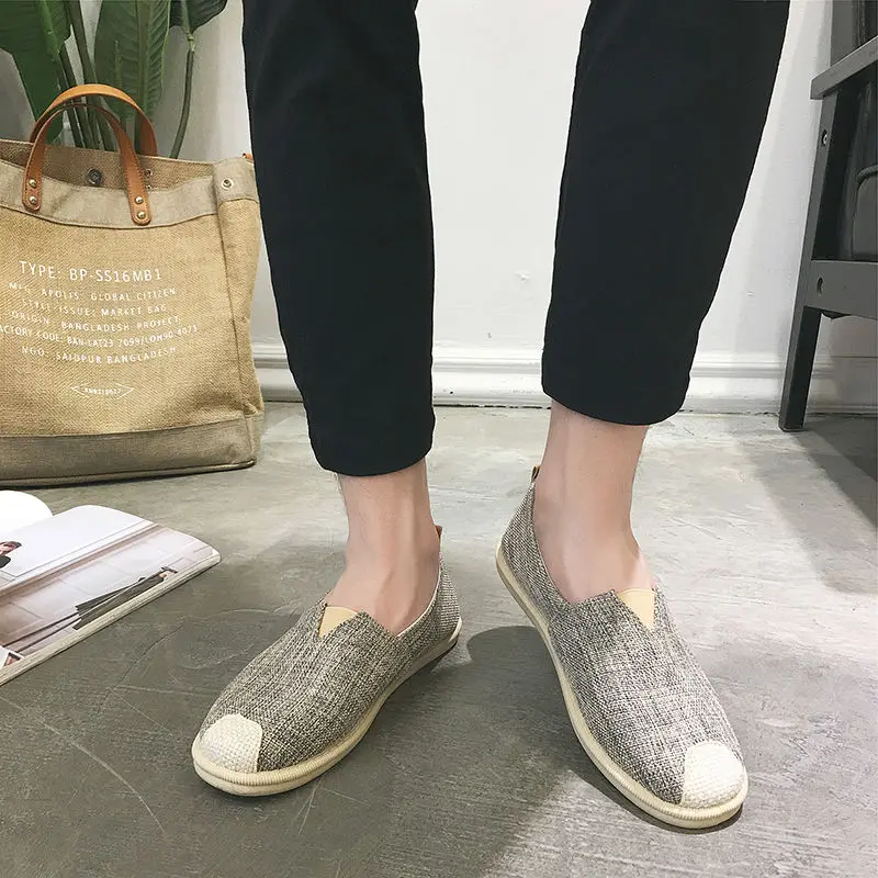 Giày Lười Nam, Phong Cách Cổ Bắc Kinh, Đế Mềm, Vải Lanh Thoáng Khí, Giày Vải Ngư Dân, Giày Hợp Xu hướng Thường Ngày Lười Biếng, Thích Hợp Cho Mùa Xuân 6