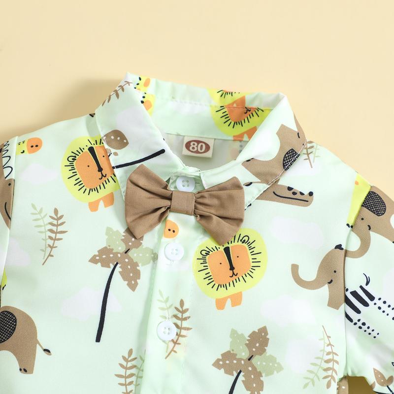 Jungle Safari Costume for Kid Girl 1-5 Y Cute Animal Print Polo Shirt with Shorts 2 Pcs Set Zookeeper Gentleman Suit Birthday Outfit Casual Wear 3