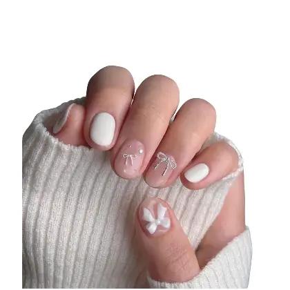 (Hot Sale) Nail Box thiết kế trắng charm nơ Hot Hit Hàn Quốc M35